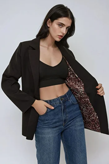 Hiccup Leopard Lined Blazer Jacket