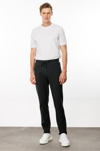 Desen Triko Khaki Men's Sweatpants - Zippered Pockets