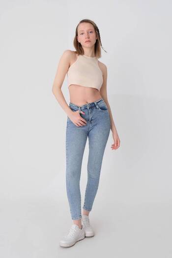 Addax High Waist Skinny Jeans - Pn6578-Pnp
