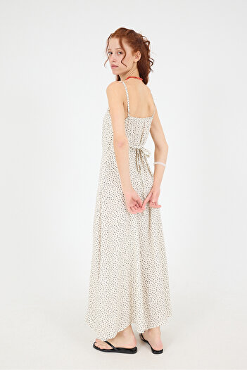 Addax Patterned Long Dress - Adjustable Rope Strap E16202-k10