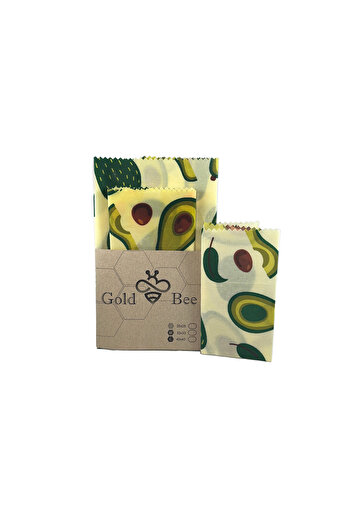 Gold Bee Honey Waxed Storage Cloth Set of 3 - Mixed Pattern - (Washed Cloth)