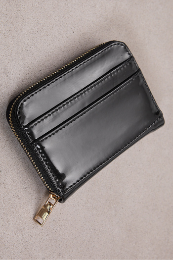 Addax Zippered Patent Leather Wallet Czdn122-F6