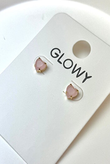 DEMOKAN Women's Earrings Zircon Stone Heart Model Small Earrings