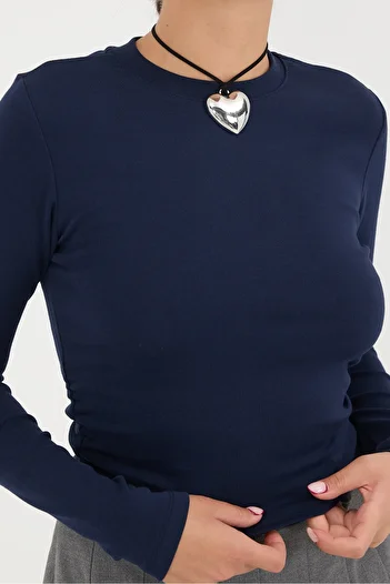 Addax Crew Neck - Side Gathered Basic Blouse B4164-U13