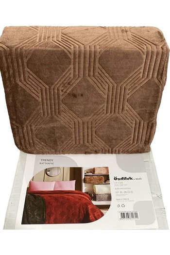 Özdilek Trendy Embos Double Blanket (220X240)-Art Deco Cameo Brown
