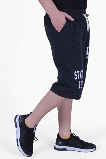 FYK KİDS Design Talks Letter Printed Boy's Capri with Pocket Detail