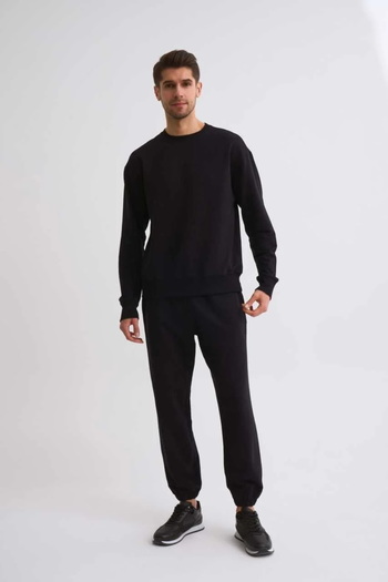 THERECOLOR Organic Sweatpants Black Two-Pocket Men's Regular Fit