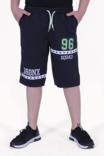 FYK KİDS 96-bronx Text Printed Boy's Capri with Phosphor Color Detail