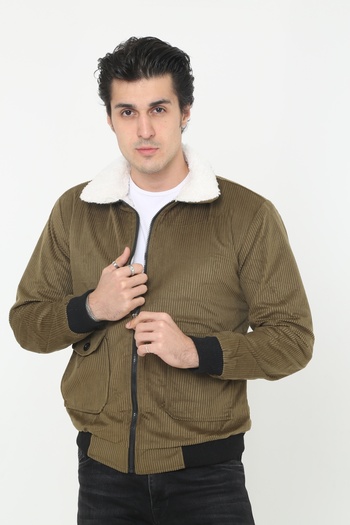 comstar Men's Trend Velvet Fur Jacket Khaki