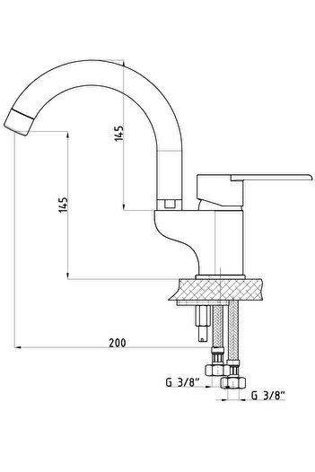 GPD Mtl65-S Atros Single Body Sink Faucet Black