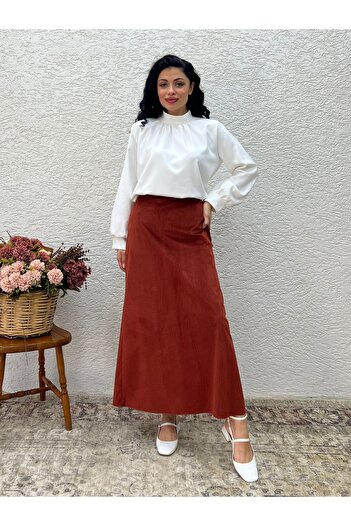 KÜÇÜĞÜM BUTİK Tile Corduroy A-Line Skirt