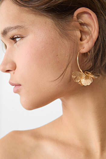 Stradivarius Flower hoop earrings