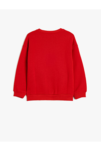 Koton Ataturk Printed Long Sleeve Raised Sweatshirt - Crew Neck