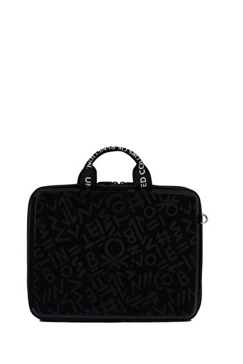 Benetton Logo Detailed Black Unisex Laptop & Briefcase Bnte50