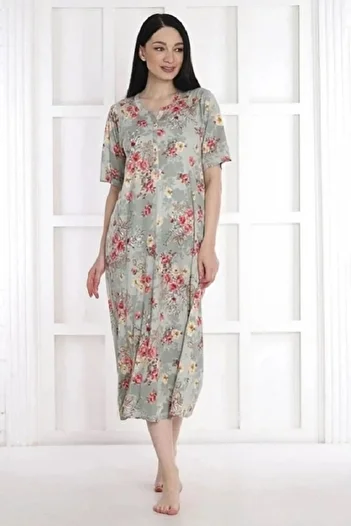 Etoile Etoi̇le Flower Patterned Bamboo Short Sleeve Women's Dress Nightwear