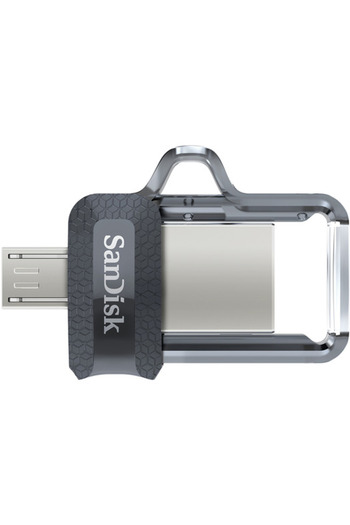 SanDisk محرك أقراص مزدوج للغاية M3.0 بسعة 256 جيجابايت باللونين الرمادي والفضي