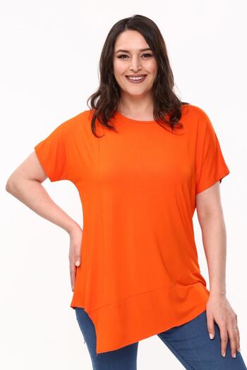 Ebsumu Plus Size Asymmetric Cut Loose Orange Women's Blouse