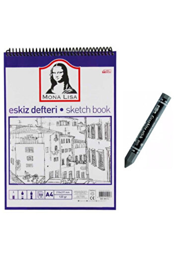 Glanart 120 G. A4 Size Spiral Sketchbook + Jumbo 2B Graphite Drawing Pencil Black Charcoal Pencil