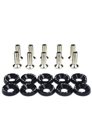 Choice1 Black Car Modification Hex Fasteners 10 Pack M6 Jdm Fender Washer Bumper Engine Concave Screws