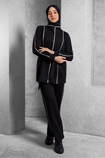Alvina 45262 Model Belted Pants Tracksuit Set