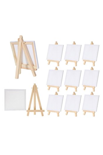 Choice 10x10cm 12pcs Artists 5 Inch Mini Easel 3 Inchx3 Inch Mini Canvas Set Painting Kids Craft Diy Drawi