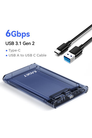 Choice 6Gbps Type C Eaget HDD Case 2.5in SATA to USB 3.0 Hard Drive Enclosure for SSD Disk HDD Box USB C 3.
