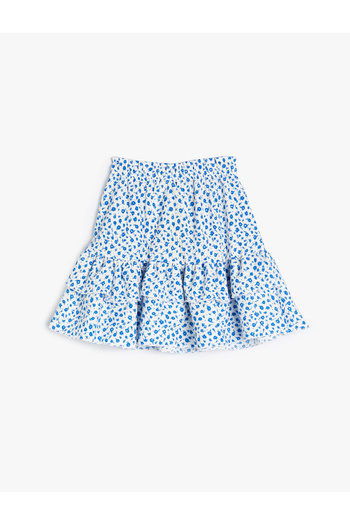 Koton Kt - Mini Floral Print Skirt with Ruffles and Elastic Waistband