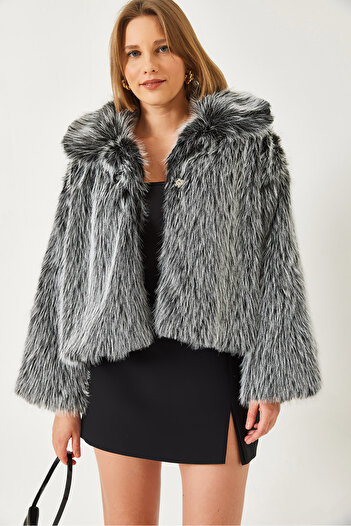 Bianco Lucci Women's Collared Faux Fur Lined Coat 38120 60251969