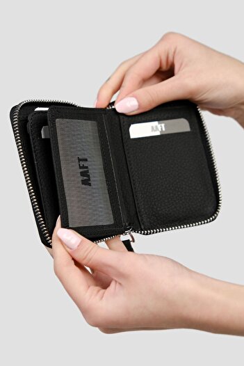 MFT Leather Design Unisex Black Leather Wallet - LOTUS GENUINE Flother Mat(1616)