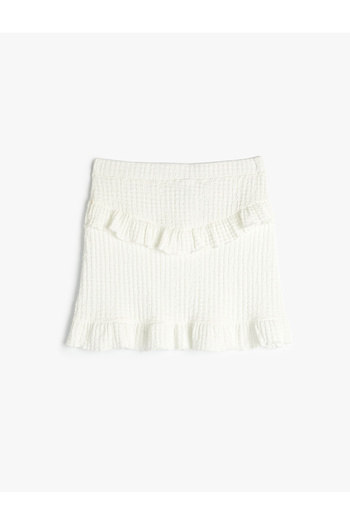 Koton Textured Mini Skirt - Layered and Elastic Waist