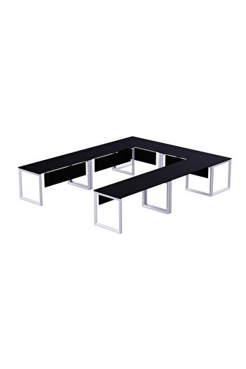 Mahmayi Vorm 136-12 U-Shaped Conference Meeting Table for Office - 12 Seater, Black