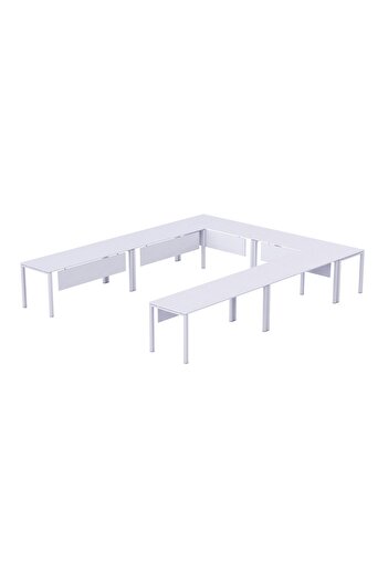 Mahmayi Figura 72-14 U-Shaped Conference Meeting Table for Office - 12 Seater, White