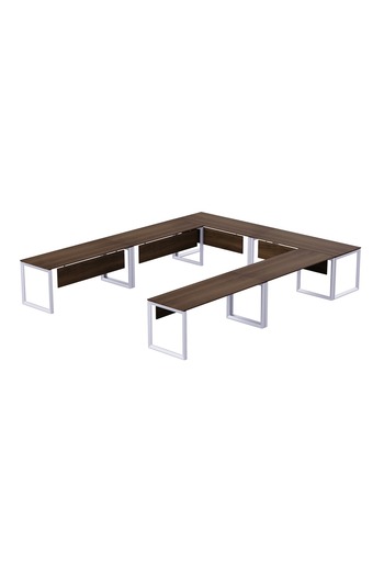 Mahmayi Vorm 136-14 U-Shaped Conference Meeting Table for Office - 12 Seater, Dark Walnut