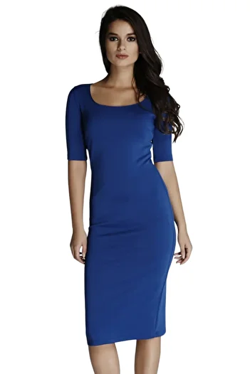 Laranor Sax Ballerina Collar Slit Pencil Dress Day & Night Stylish
