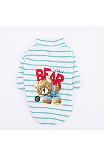 Pettrend Green Bear with Me Printed Knitwear Sweat Cat Dog Sweat Cat Dog Outfit