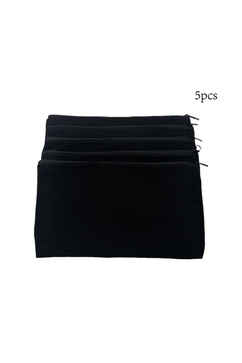 Choice 5pcs Black 5pcs Blank Canvas Zipper Pouch Bulk, Makeup Bag Pencil Case For Cosmetic & DIY Crafts, In