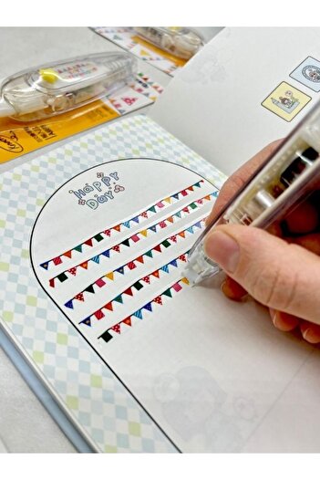 Kağıt Gemi Dükkan Sarı Yıldız Desenli Süsleme Bandı Tipex/tipeks/bullet Journal/ Şerit Daksil