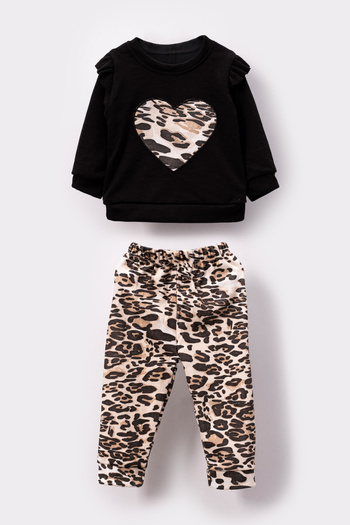 Bubito Beige Baby Kids Set - Set of 2 with Leopard Print and Heart Detail