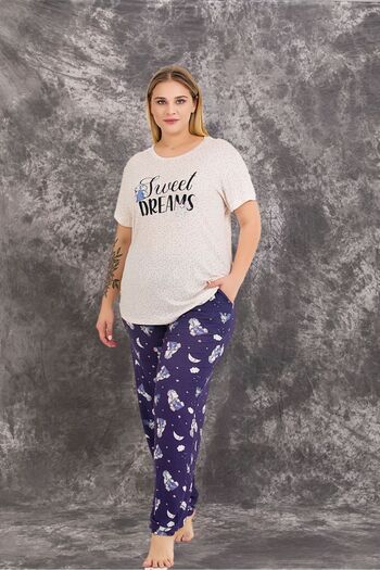 Lady Lingerie Short Sleeve Cotton Oversize Women's Pajamas Set