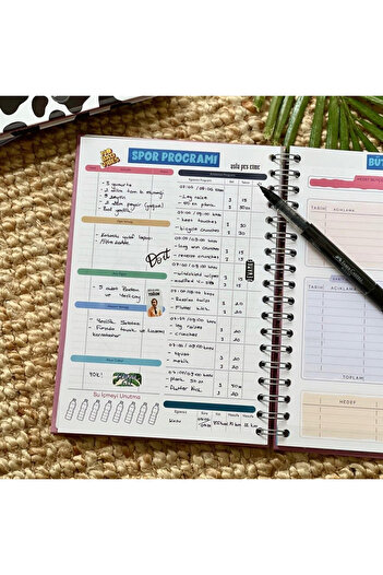 hediyeofisi Fiyonk Tasarımlı | Sticker'lı Tarihsiz Konuşan Ajanda Haftalık Planlayıcı Defter