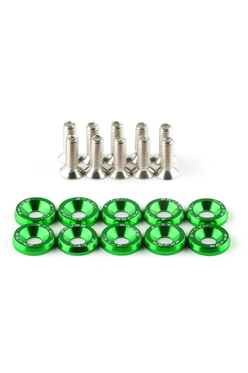 Choice Green Universal M6 10Pcs Car Modified Hex Fasteners Fender Washer JDM Bumper Engine Aluminum Concave
