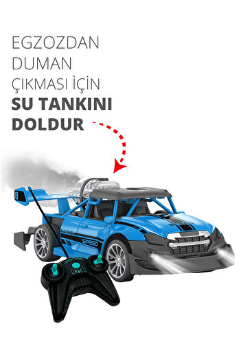 SmartFox Uzaktan Kumandalı Sprey Fonksiyonlu Şarjlı - Duman Atan Oyuncak Araba  1:20