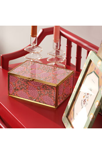 Zsa Zsa Zsu Fagu Cam Dekoratif Kutu 19x14x9 Cm Pembe