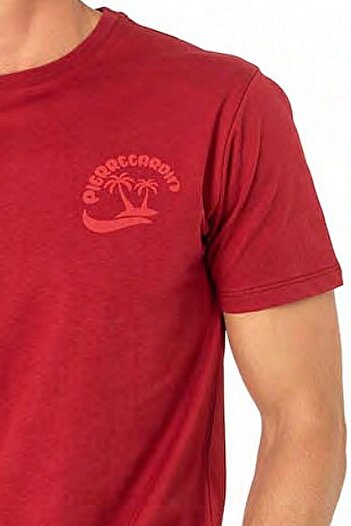 Pierre Cardin 6079 Men's Short Sleeve Crew Neck Pajamas Set-Claret Red