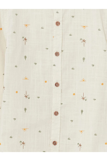 LC Waikiki Lcw Kids Ecru Judge Collar Printed Boy's Shirt