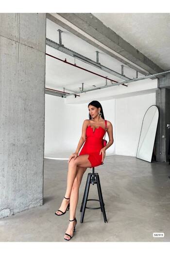 Trendusfashion Women S Strapless Sweetheart Neckline Mini Evening Dress - Stylish Design with Slit Detail