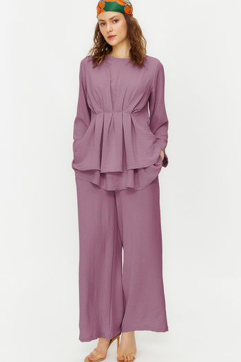 Trendyol Modest Lilac Aerobin Tunic and Pants Set - Drawstring Woven Tctss24Us00009