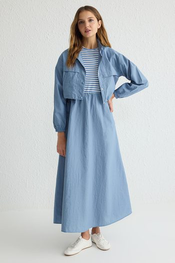 Trendyol Modest Modrý padákový obyčejný hidžáb spodní oblek Tctaw25Us00098
