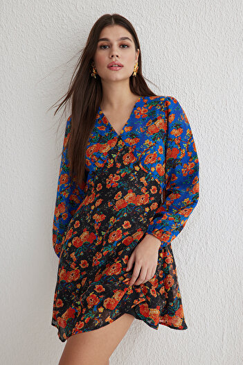 Trendyol Collection Multicolor A-Line Floral Mini Woven Dress Twoss25El00476
