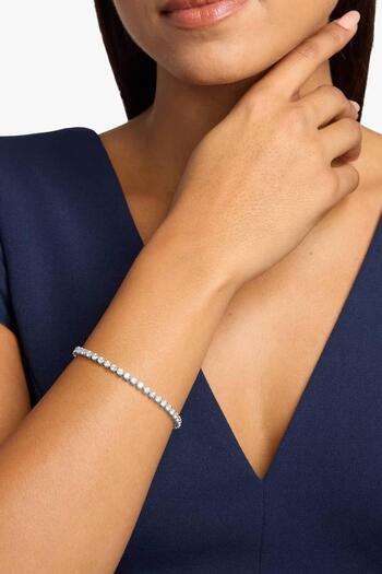 New Obsessions Round Cut Rhinestone Waterway Silver Colored Steel Bracelet